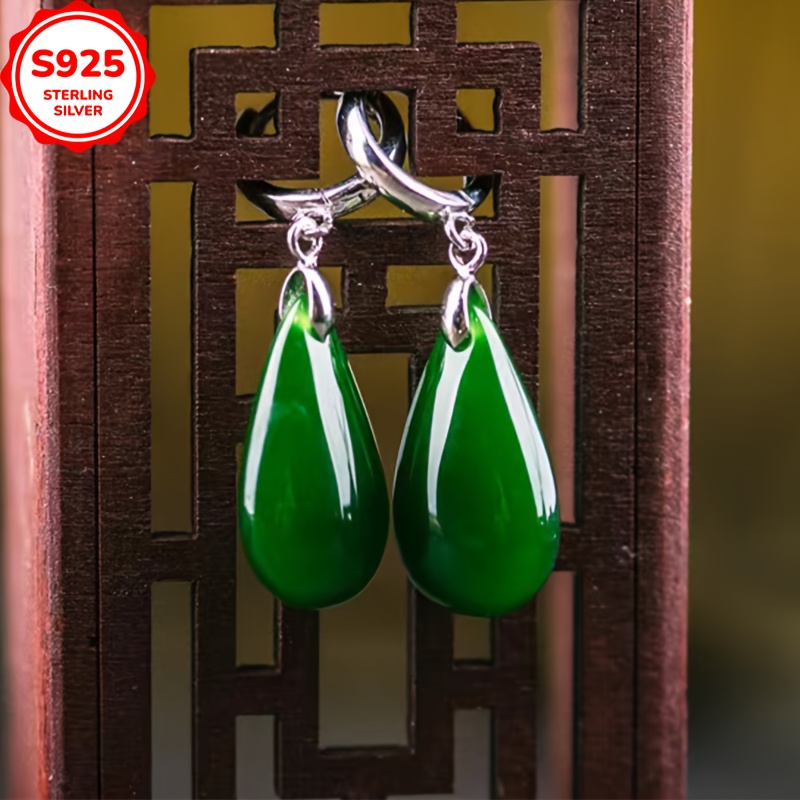 Low Allergy Green Water Drop Earrings
